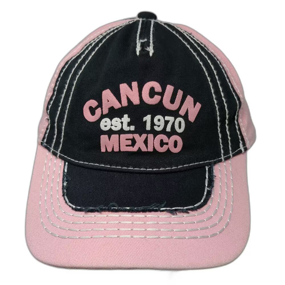 DKPS Cancun Mexico 1970 Baseball Cap Pink Mesh Embroidered Strapback OS Hat